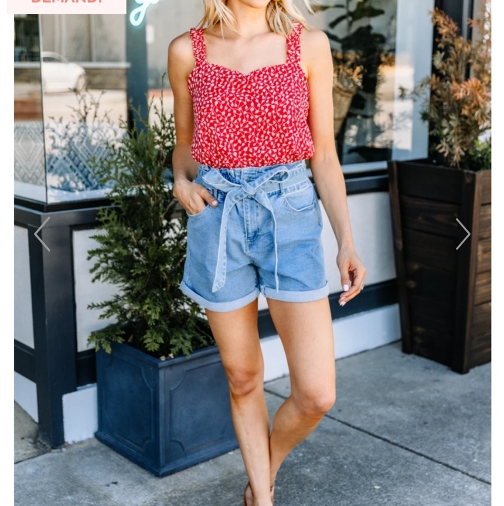 Black Label High Waisted Paper Bag Mom Shorts